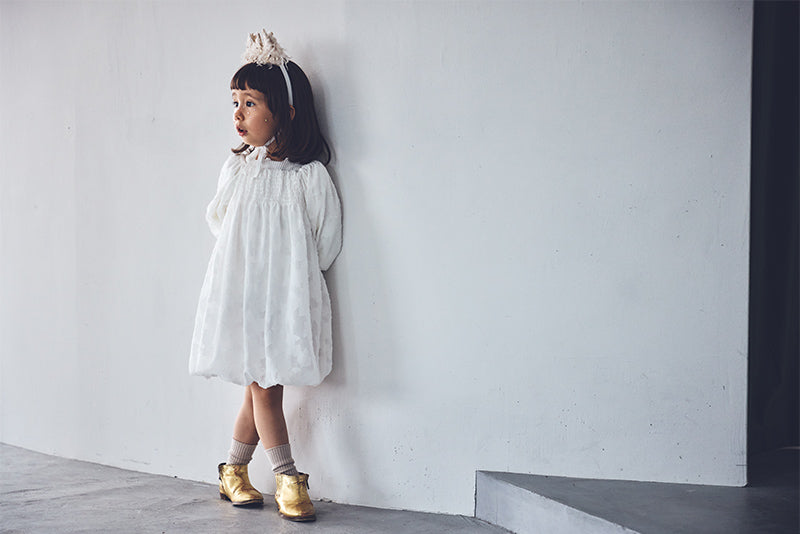 마르마르 키즈 아기 원피스 일본 유아 치마 폼파더 드레스 4 리프 white