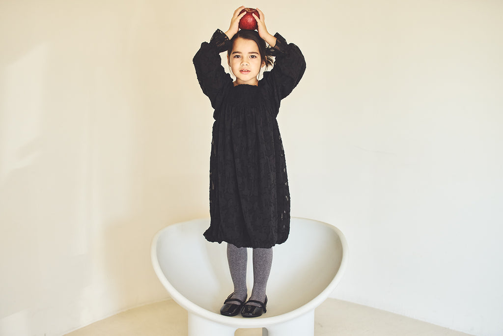 마르마르 키즈 아기 원피스 일본 유아 치마 폼파더 드레스 리프 black