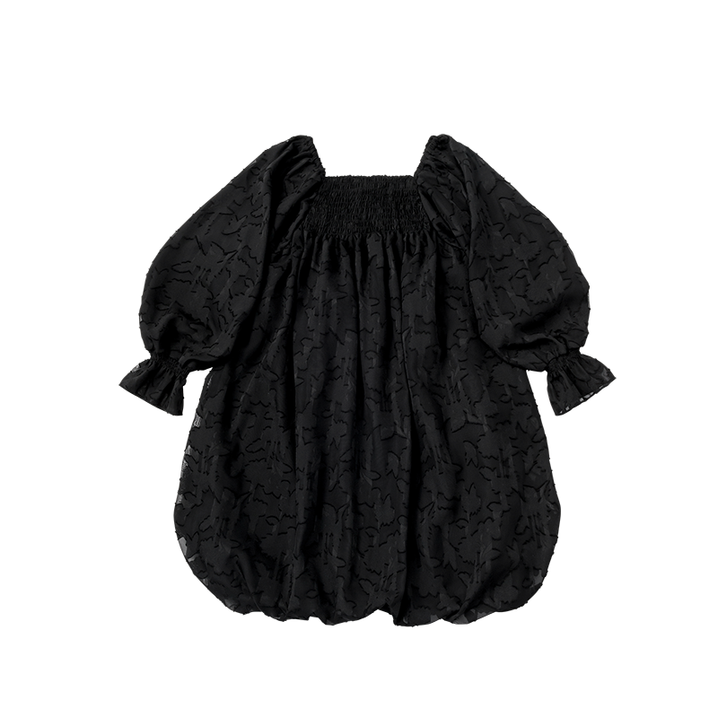 마르마르 키즈 아기 원피스 일본 유아 치마 폼파더 드레스 리프 black