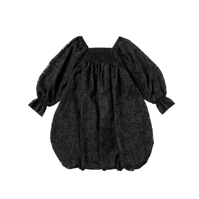 마르마르 키즈 아기 원피스 일본 유아 치마 폼파더 드레스 리프 black