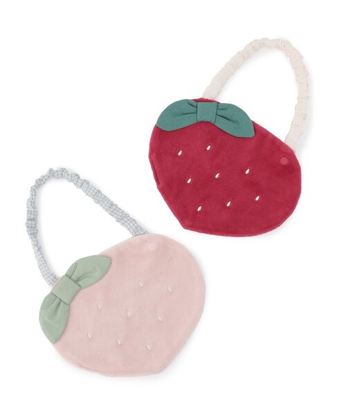 쁘띠메인 턱받이 일본 petit main 신생아 베이비 딸기 스냅 버튼 타입 2컬러