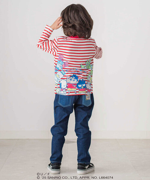 산리오 키즈 티셔츠 일본 긴팔티 짱구 크레용 신짱 하피단부이 프린트 2컬러