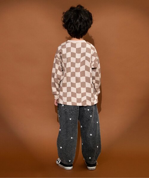 브리즈 키즈 바지 일본 청바지 하트 무늬 자수 배럴 팬츠 2컬러