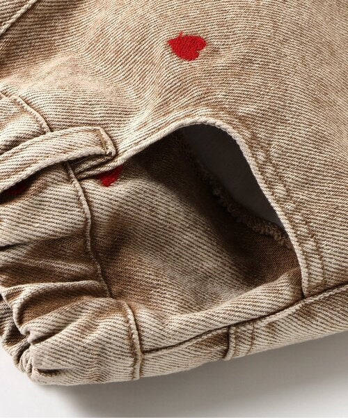 브리즈 키즈 바지 일본 청바지 하트 무늬 자수 배럴 팬츠 2컬러