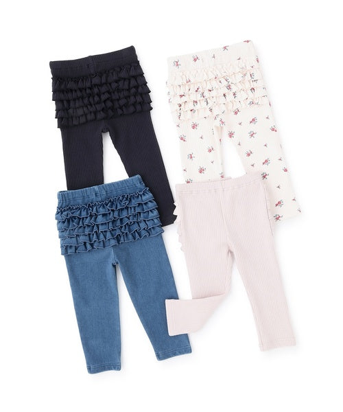 쁘띠메인 키즈 바지 일본 petit main 쁘띠마인 백 프릴 레깅스 팬츠 4컬러