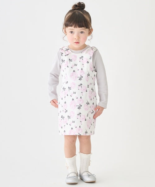 쁘띠메인 키즈 치마 일본 petit main 쁘띠마인 어깨 리본 장스 원피스 스커트 3컬러