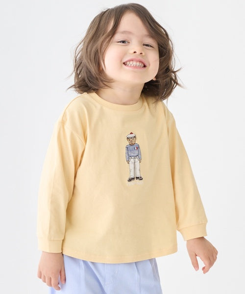 쁘띠메인 키즈 티셔츠 일본 petit main 긴팔티 마린 테디베어 스트라이프 5컬러