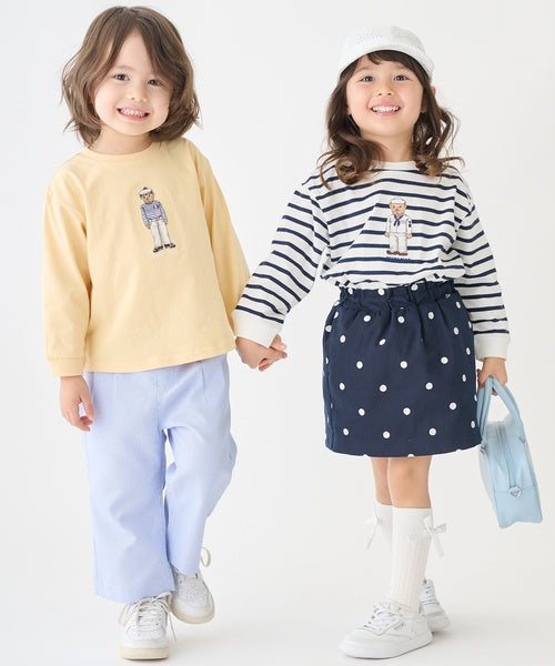 쁘띠메인 키즈 티셔츠 일본 petit main 긴팔티 마린 테디베어 스트라이프 5컬러