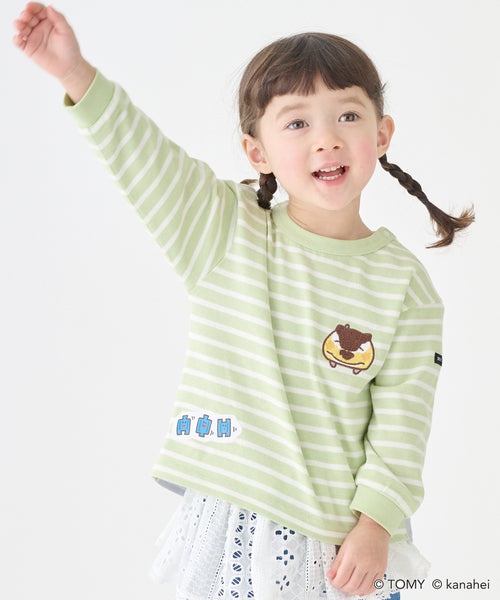 쁘띠메인 키즈 티셔츠 일본 petit main 긴팔티 플라 레일스 스트라이프 3컬러