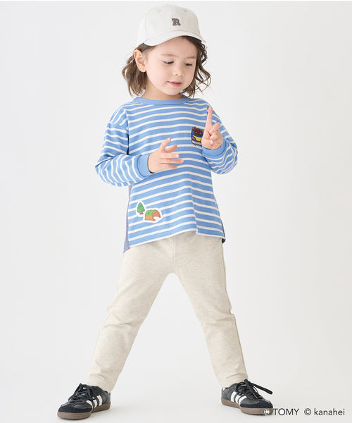 쁘띠메인 키즈 티셔츠 일본 petit main 긴팔티 플라 레일스 스트라이프 3컬러