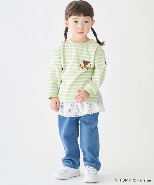 쁘띠메인 키즈 티셔츠 일본 petit main 긴팔티 플라 레일스 스트라이프 3컬러