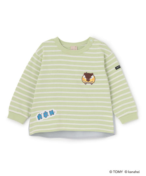 쁘띠메인 키즈 티셔츠 일본 petit main 긴팔티 플라 레일스 스트라이프 3컬러