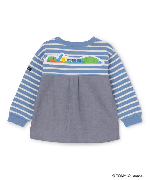 쁘띠메인 키즈 티셔츠 일본 petit main 긴팔티 플라 레일스 스트라이프 3컬러