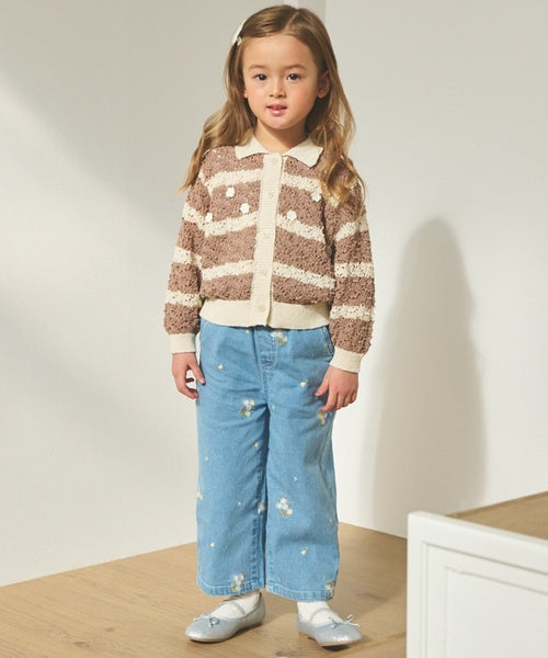 쁘띠메인 키즈 바지 일본 petit main 청바지 플라워 자수 데님 팬츠 3컬러