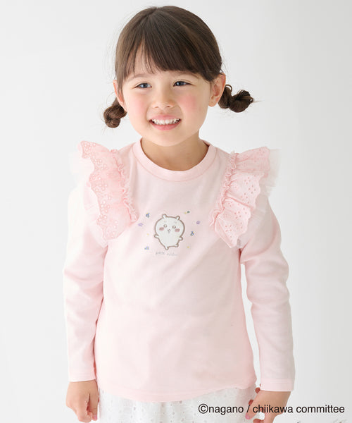 쁘띠메인 티셔츠 일본 쁘띠마인 먼작귀 치이카와 어깨 프릴 긴팔티 3컬러