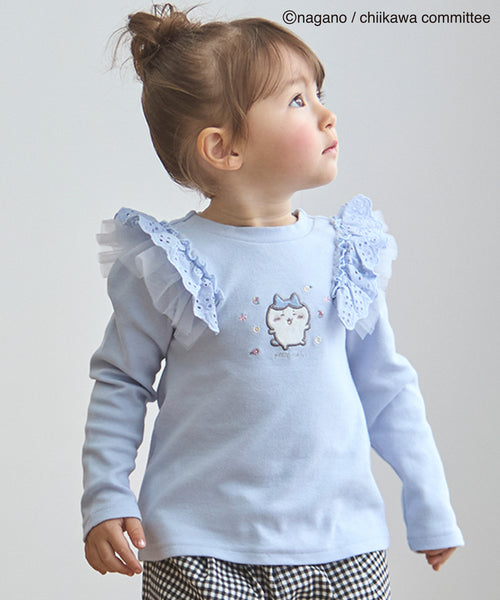 쁘띠메인 티셔츠 일본 쁘띠마인 먼작귀 치이카와 어깨 프릴 긴팔티 3컬러