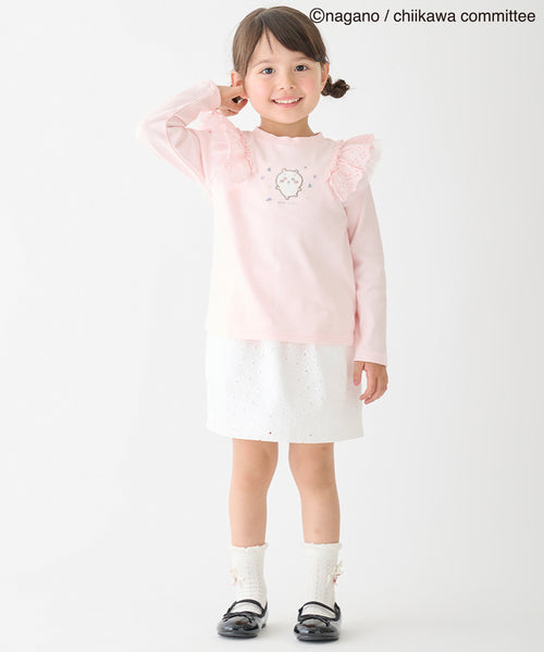 쁘띠메인 티셔츠 일본 쁘띠마인 먼작귀 치이카와 어깨 프릴 긴팔티 3컬러