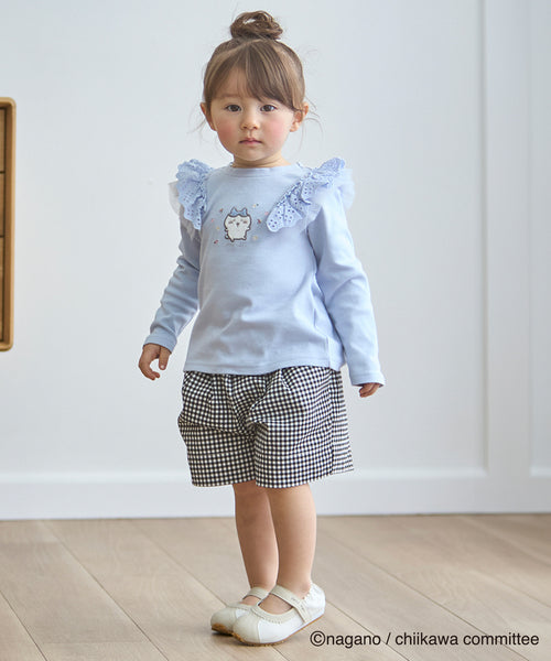 쁘띠메인 티셔츠 일본 쁘띠마인 먼작귀 치이카와 어깨 프릴 긴팔티 3컬러