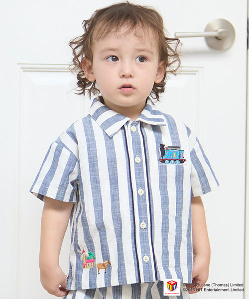 쁘띠메인 셔츠 일본 쁘띠마인 토마스와 친구들 자수 반팔 남방 2컬러