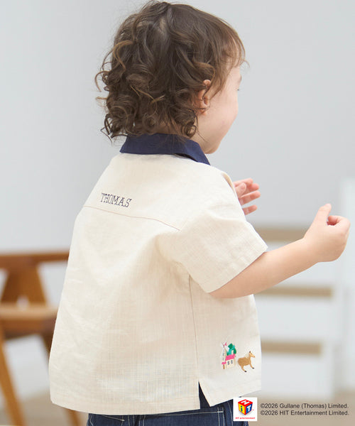 쁘띠메인 셔츠 일본 쁘띠마인 토마스와 친구들 자수 반팔 남방 2컬러