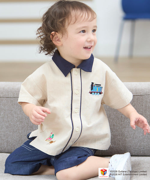 쁘띠메인 셔츠 일본 쁘띠마인 토마스와 친구들 자수 반팔 남방 2컬러