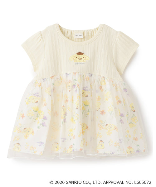 쁘띠메인 티셔츠 일본 쁘띠마인 산리오 캐릭터 플라워 도킹 반팔티 2컬러