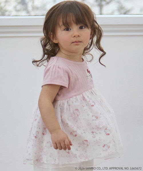 쁘띠메인 티셔츠 일본 쁘띠마인 산리오 캐릭터 플라워 도킹 반팔티 2컬러