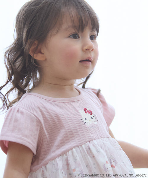 쁘띠메인 티셔츠 일본 쁘띠마인 산리오 캐릭터 플라워 도킹 반팔티 2컬러