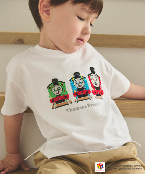 쁘띠메인 티셔츠 일본 쁘띠마인 토마스와 친구들 자수 반팔티 4컬러