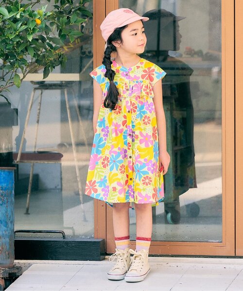브리즈 키즈 치마 일본 BREEZE 원피스 플라워 실루엣 프린트 3컬러