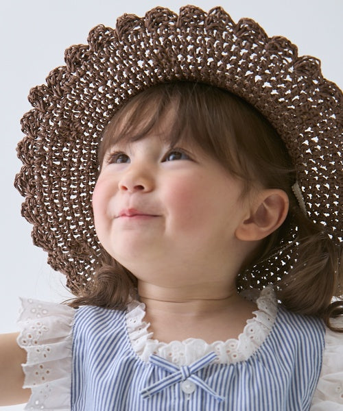 쁘띠메인 모자 일본 쁘띠마인 플라워 페이퍼 모자 밀짚모자 2컬러