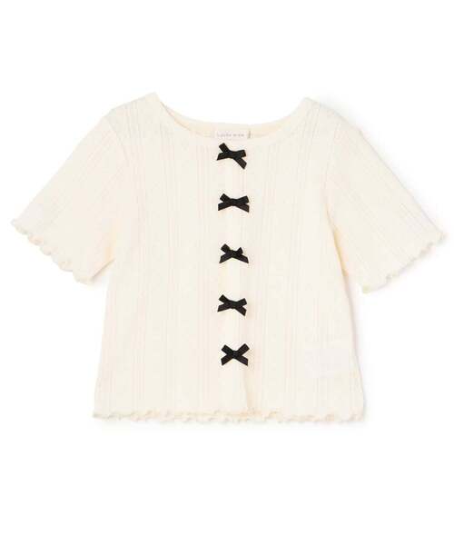 쁘띠메인 티셔츠 일본 쁘띠마인 가디건 스타일 리본 반팔티 5컬러