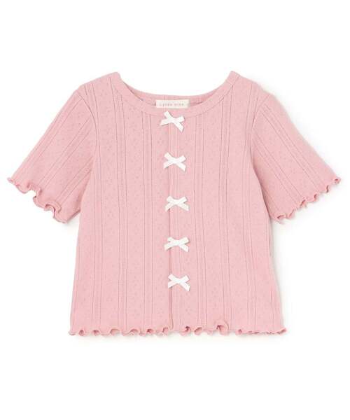 쁘띠메인 티셔츠 일본 쁘띠마인 가디건 스타일 리본 반팔티 5컬러