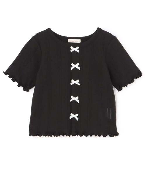 쁘띠메인 티셔츠 일본 쁘띠마인 가디건 스타일 리본 반팔티 5컬러