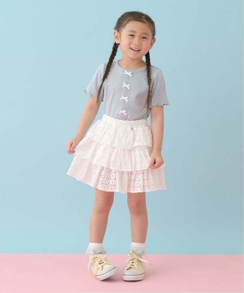 쁘띠메인 티셔츠 일본 쁘띠마인 가디건 스타일 리본 반팔티 5컬러