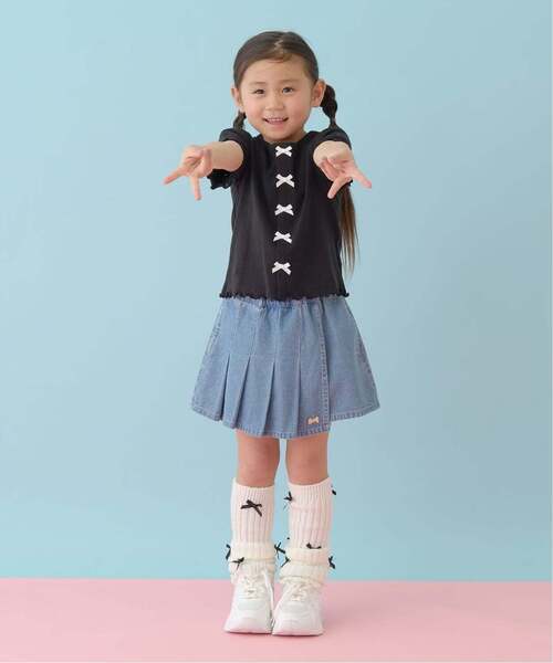 쁘띠메인 티셔츠 일본 쁘띠마인 가디건 스타일 리본 반팔티 5컬러