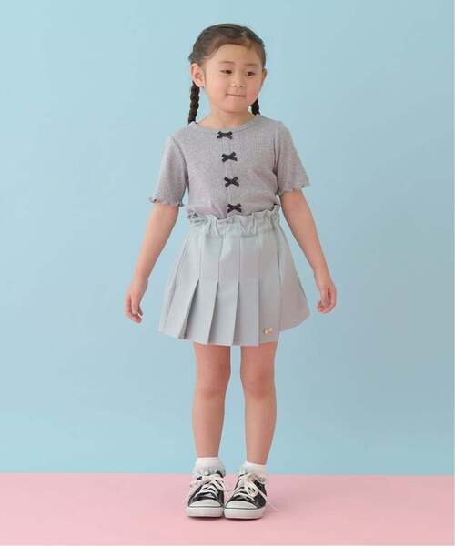 쁘띠메인 티셔츠 일본 쁘띠마인 가디건 스타일 리본 반팔티 5컬러