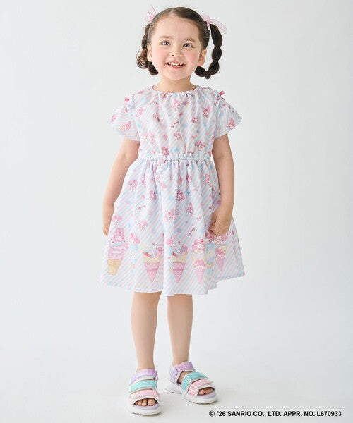 Áo thun trẻ em Sanrio, áo thun dài tay Nhật Bản, thiết kế viền nhún các nhân vật, 4 màu