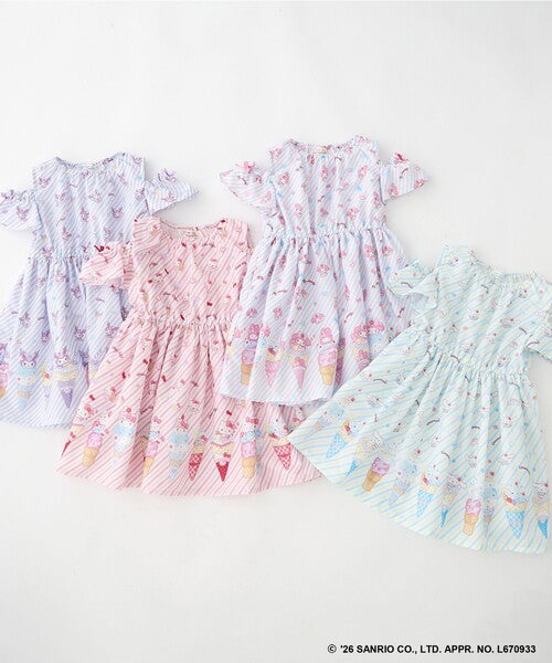 Áo thun trẻ em Sanrio, áo thun dài tay Nhật Bản, thiết kế viền nhún các nhân vật, 4 màu