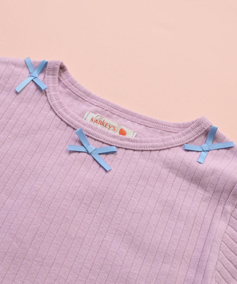마키즈 긴팔 일본 MARKEY'S 튤 프릴 리본 티셔츠 3컬러