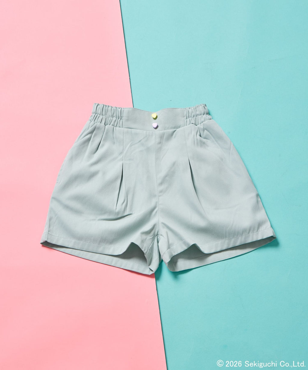 페어마논 바지 일본 PAIRMANON 몬치치 걸스 하트 버튼 포켓 큐롯 반바지 3컬러