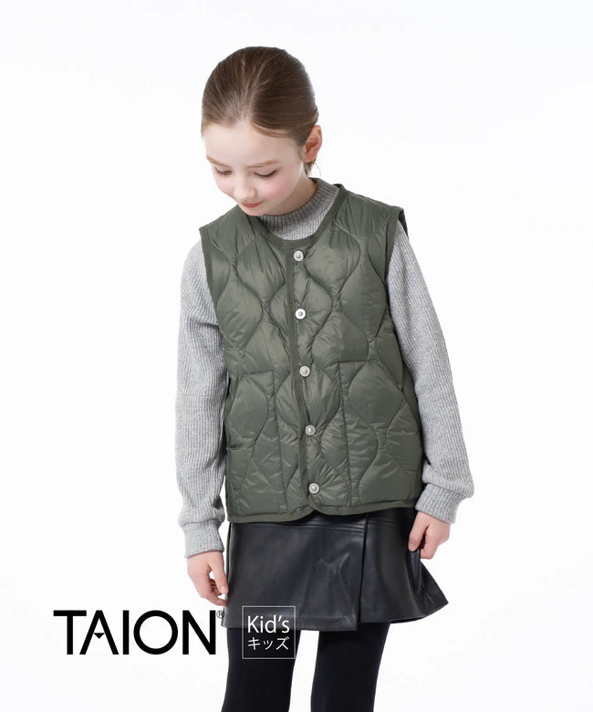 타이온 키즈 패딩 조끼 일본 TAION 베스트 밀리터리 크루넥 버튼 다운 8컬러