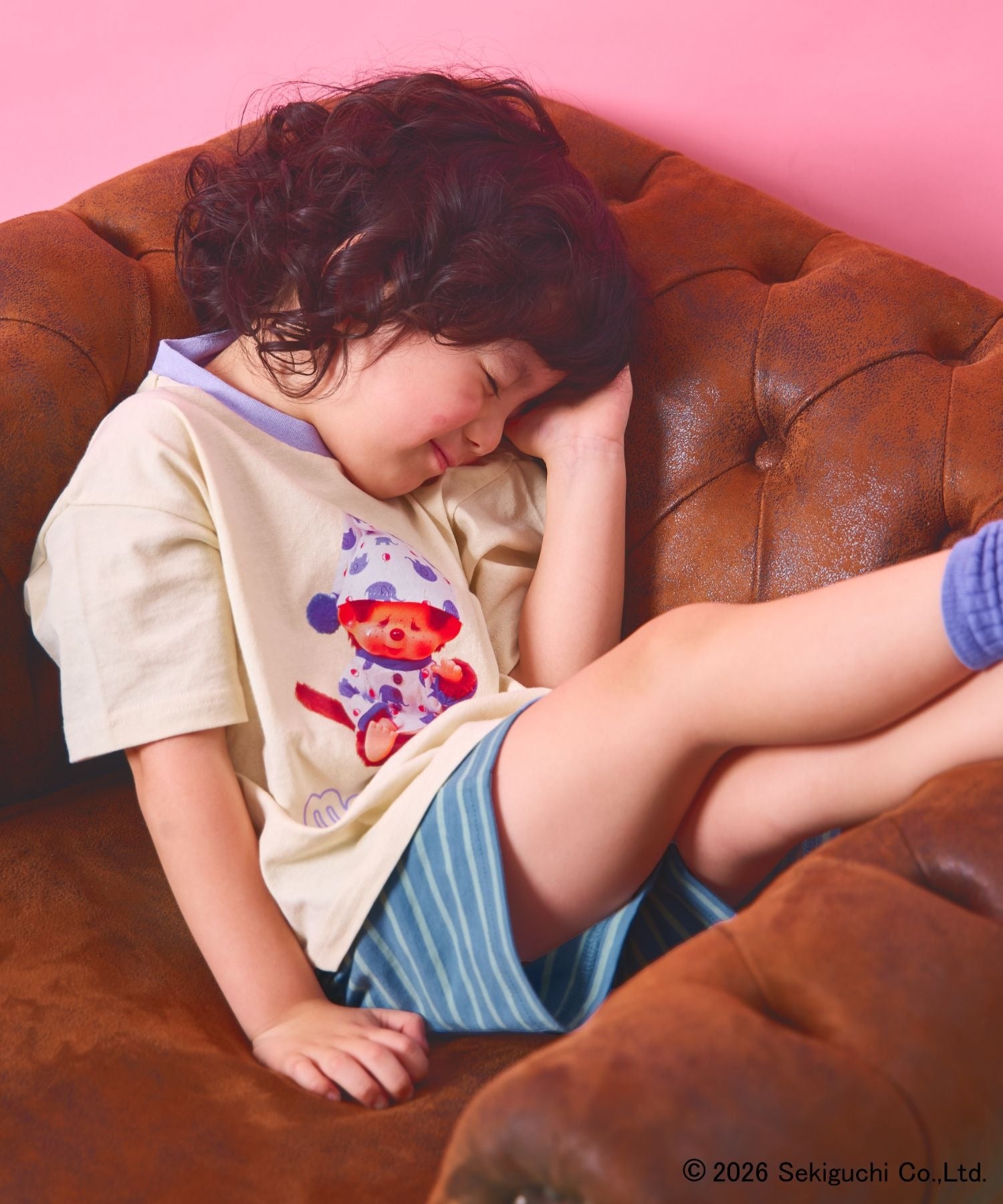 페어마논 잠옷 일본 PAIRMANON 몬치치 배색 반팔 반바지 파자마 2컬러