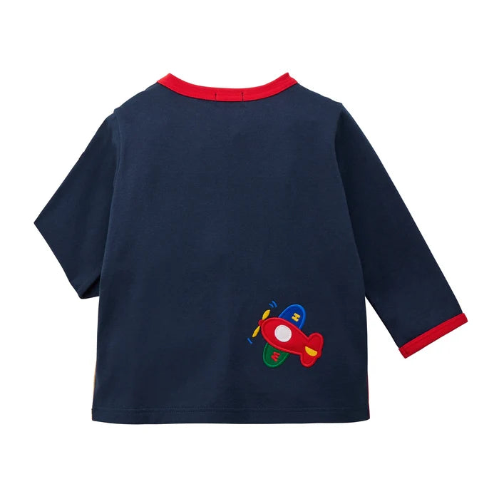 Mickey House Kids T-shirt Japanese Toddler Long Sleeve T-shirt Classic Bear Vehicle Series Block Design 