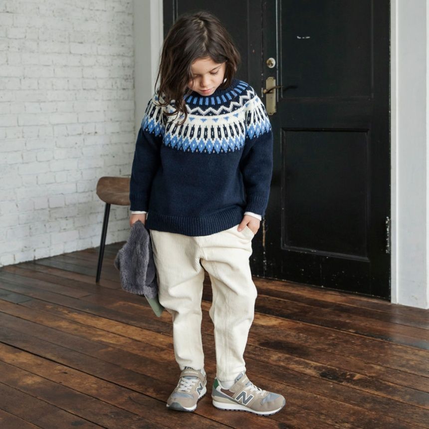 브란셰스 키즈 티셔츠 일본 branshes 맨투맨 기하학 무늬 니트 2컬러