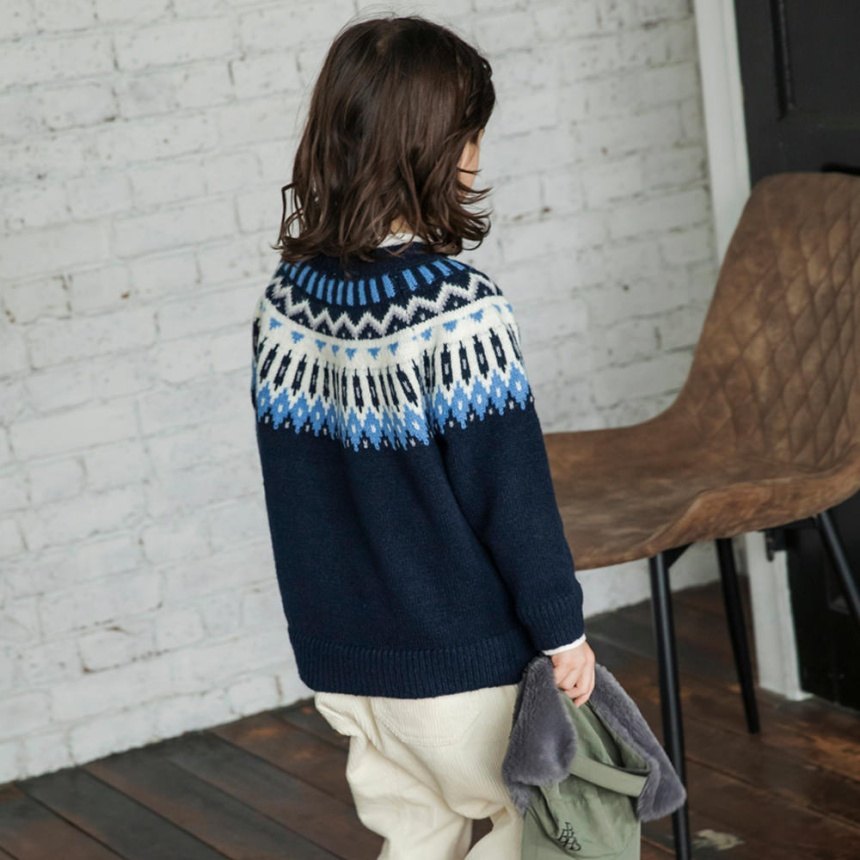 브란셰스 키즈 티셔츠 일본 branshes 맨투맨 기하학 무늬 니트 2컬러