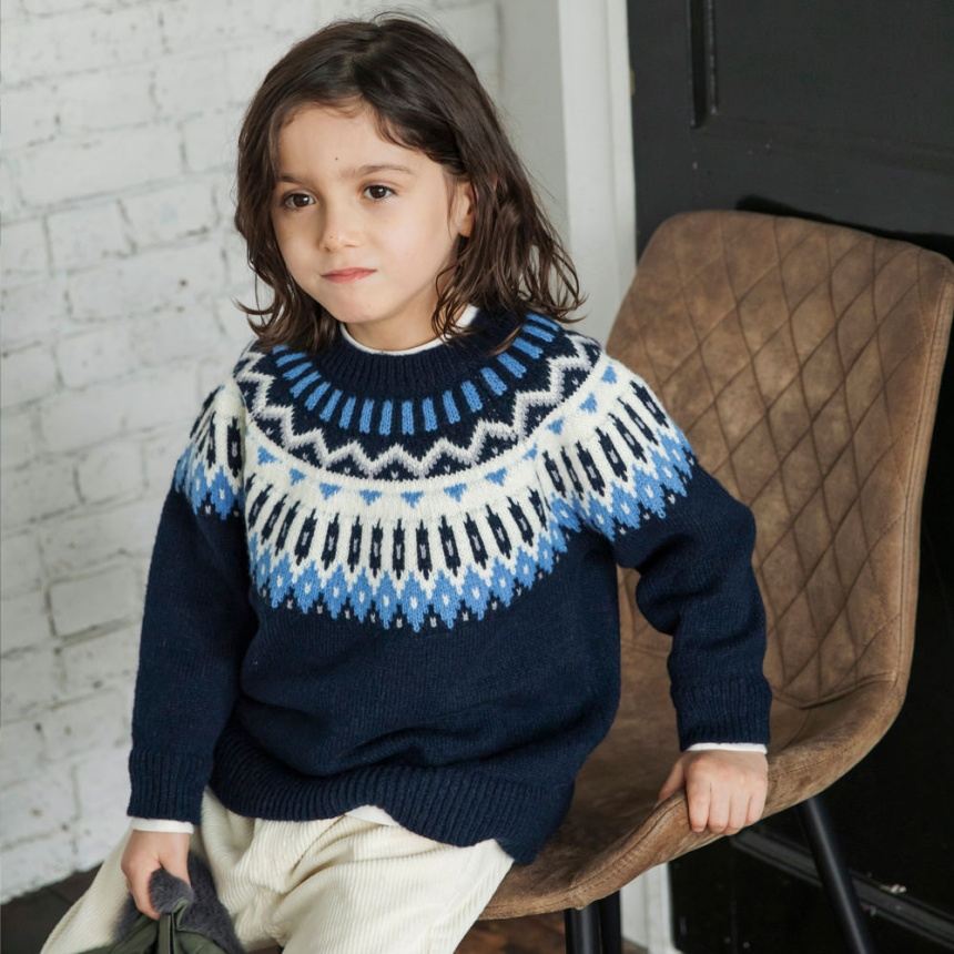 브란셰스 키즈 티셔츠 일본 branshes 맨투맨 기하학 무늬 니트 2컬러