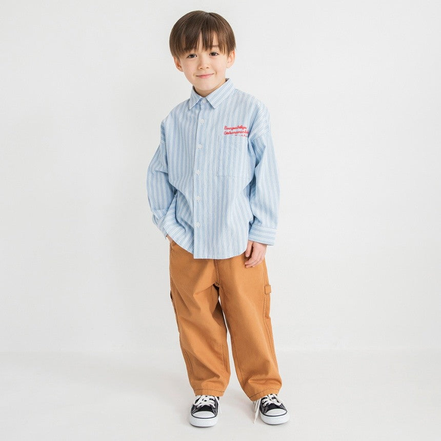 브란셰스 키즈 셔츠 일본 branshes 스트라이프 로고 긴팔 남방 2컬러