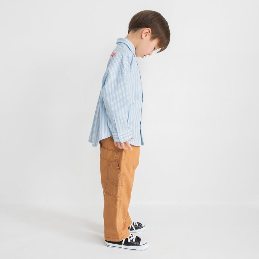 브란셰스 키즈 셔츠 일본 branshes 스트라이프 로고 긴팔 남방 2컬러