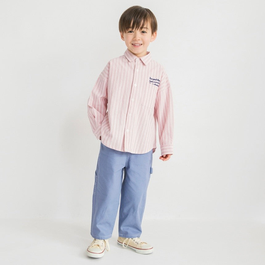 브란셰스 키즈 셔츠 일본 branshes 스트라이프 로고 긴팔 남방 2컬러